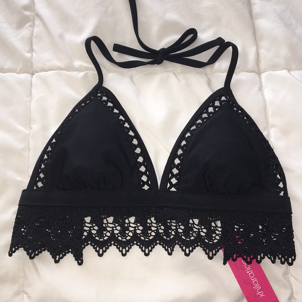Black lace bathing suit top